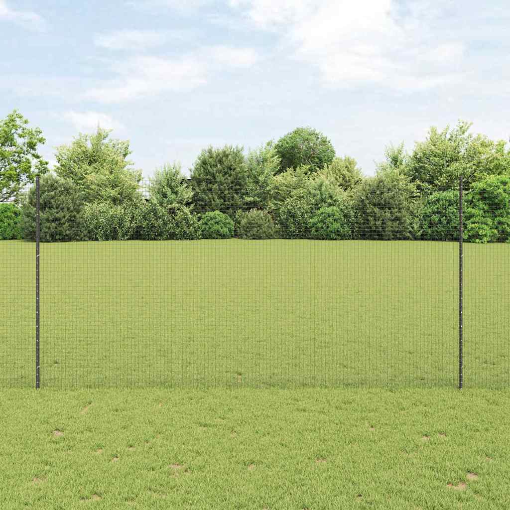 Svetset trådhegn med 22 U-poster Grå 1,6x25 m Stål