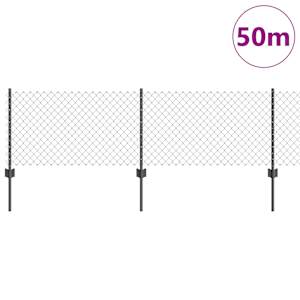 Plot s sloupkem Šedá 0,4 x 50 m Ocel a PVC - obrázek 3