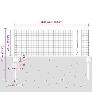 Plot s sloupkem Šedá 0,4 x 50 m Ocel a PVC - obrázek 11
