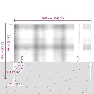 Svařovaná drátěná oplocení s sloupkem 50 x 0,8 m Šedá Síťovina - obrázek 11