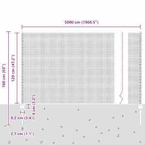 Svařovaná drátěná plotovina s tyčkami 50 x 1,2 m Šedá Síťovina - obrázek 12
