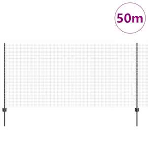 Plot s sloupkem Šedá 1,2 x 50 m Ocel a PVC - obrázek 3