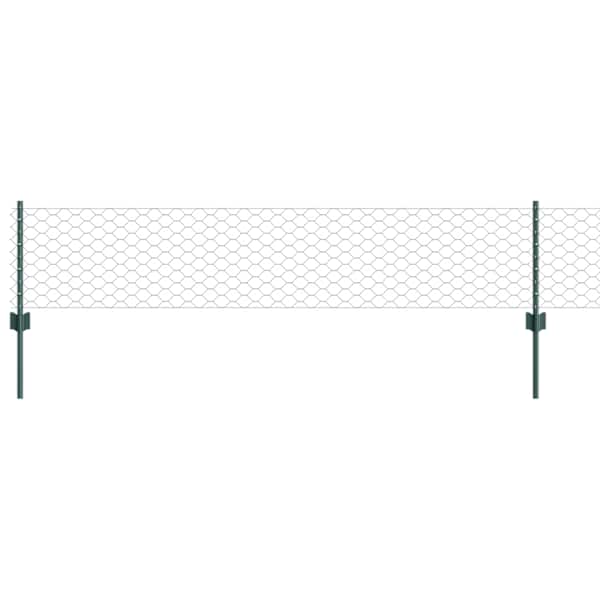 vidaXL Kuusnurkne aed koos posti 10 x 0,4 m PVC-kaetud teras Roheline
