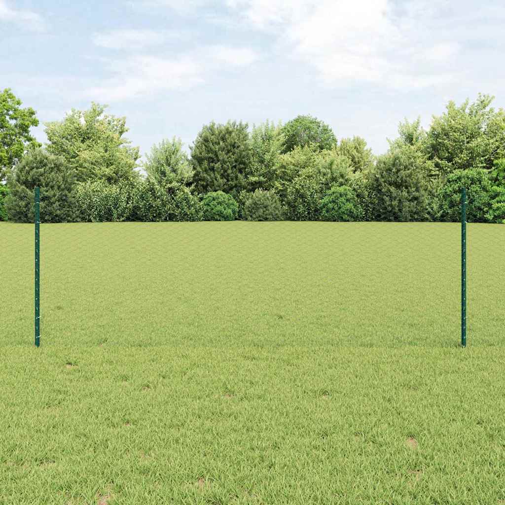 Hegn Posts 5 stk U-Kanal Grøn 80 cm Stål, vidaXL Sekskantet Hegn Grøn 0.8x10 m Stål