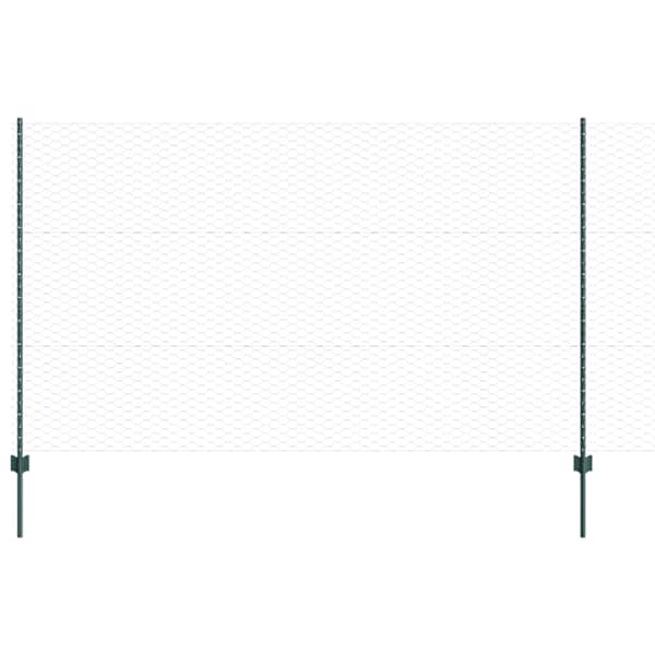 vidaXL Kuusnurkne aed koos posti 10 x 1,4 m PVC-kaetud teras Roheline