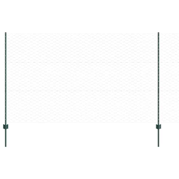 vidaXL Kuusnurkne aed koos posti 10 x 1,4 m PVC-kaetud teras Roheline