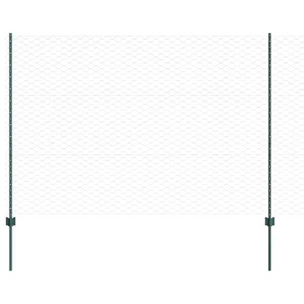 vidaXL Kuusnurkne aed koos posti 10 x 1,5 m PVC-kaetud teras Roheline