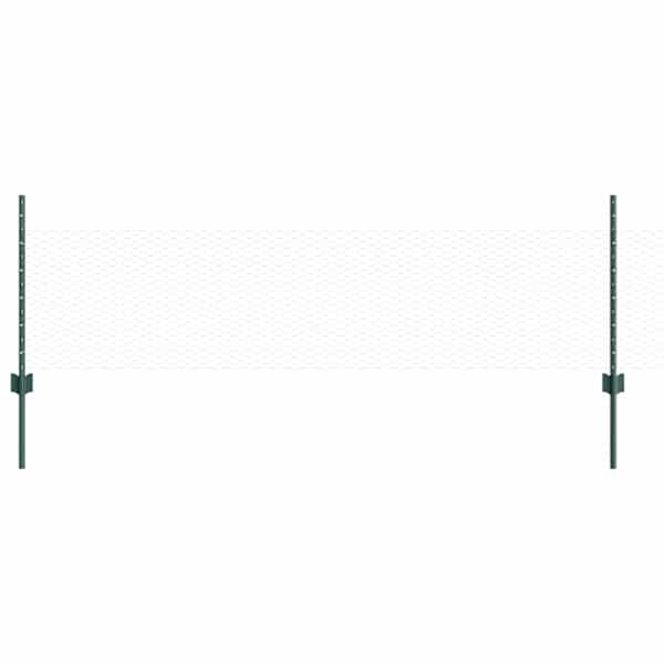 vidaXL Kuusnurkne aed koos posti 25 x 0,5 m PVC-kaetud teras Roheline