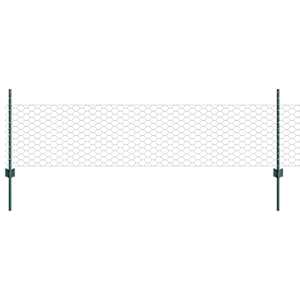 vidaXL Kuusnurkne aed koos posti 25 x 0,5 m PVC-kaetud teras Roheline