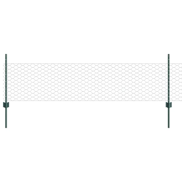 vidaXL Kuusnurkne aed koos posti 25 x 0,5 m PVC-kaetud teras Roheline
