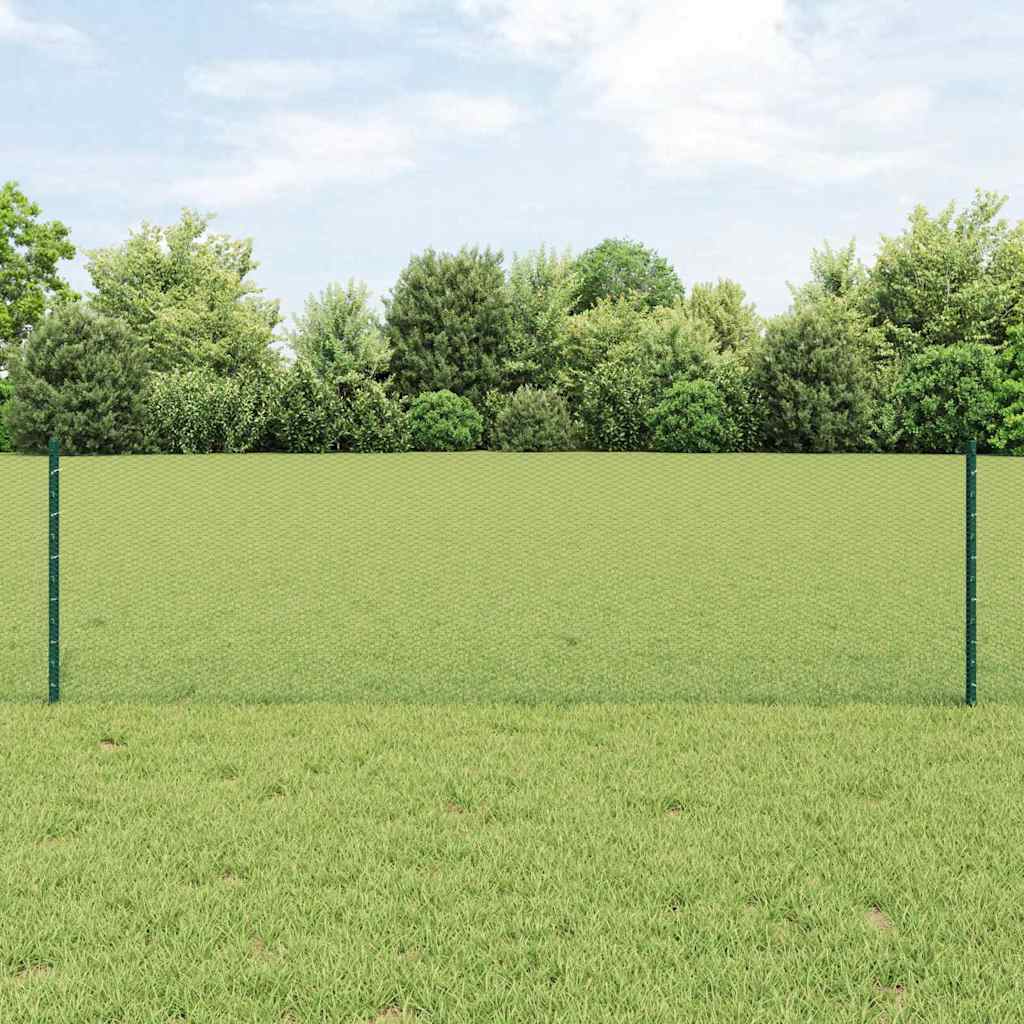 Hegnspæle 11 stk U-Kanal Grøn 60 cm Stål, vidaXL Sekskantet Hegn Grøn 0.6x25 m Stål