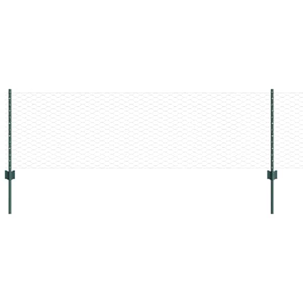 vidaXL Kuusnurkne aed koos posti 25 x 0,6 m PVC-kaetud teras Roheline