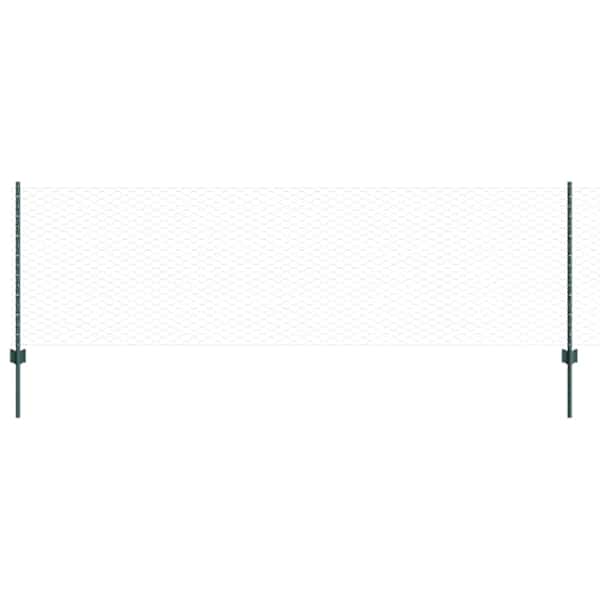 vidaXL Kuusnurkne aed koos posti 25 x 0,8 m PVC-kaetud teras Roheline