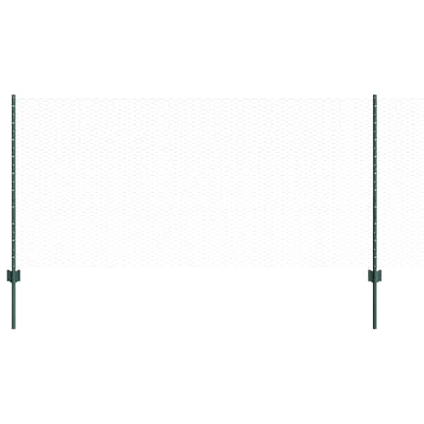 vidaXL Kuusnurkne aed koos posti 25 x 1 m PVC-kaetud teras Roheline