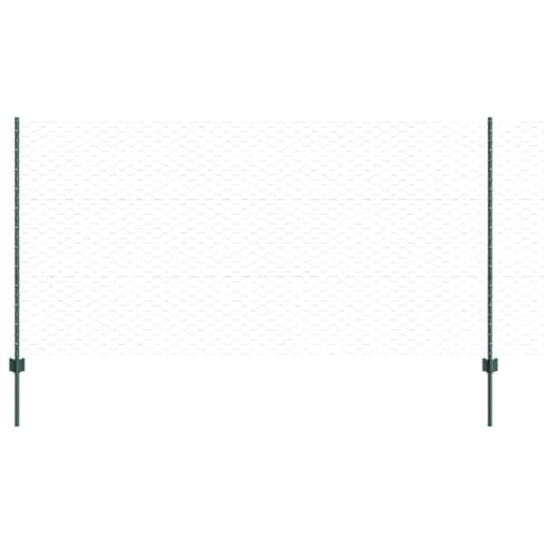 vidaXL Kuusnurkne aed koos posti 25 x 1,2 m PVC-kaetud teras Roheline