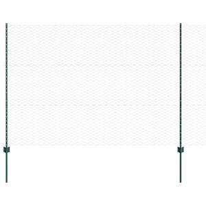 vidaXL Kuusnurkne aed koos posti 25 x 1,5 m PVC-kaetud teras Roheline