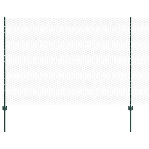 vidaXL Kuusnurkne aed koos posti 25 x 1,5 m PVC-kaetud teras Roheline