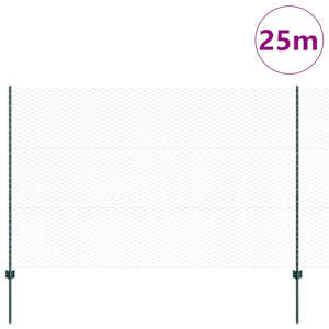 Hexagonální plot s podpěrou 25 x 1,5 m Ocel potažená PVC Zelená - obrázek 3