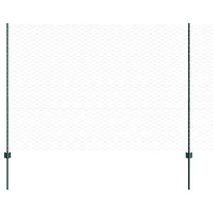 vidaXL Kuusnurkne aed koos posti 25 x 1,5 m PVC-kaetud teras Roheline