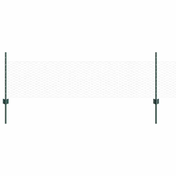 vidaXL Kuusnurkne aed koos posti 50 x 0,5 m PVC-kaetud teras Roheline