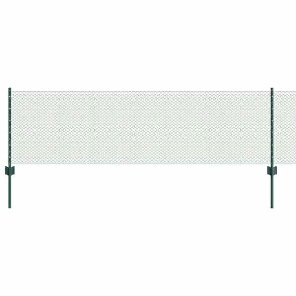 vidaXL Kuusnurkne aed koos posti 50 x 0,6 m PVC-kaetud teras Roheline