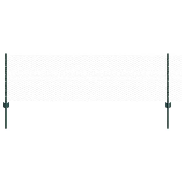 vidaXL Kuusnurkne aed koos posti 50 x 0,6 m PVC-kaetud teras Roheline