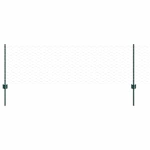 vidaXL Kuusnurkne aed koos posti 50 x 0,6 m PVC-kaetud teras Roheline