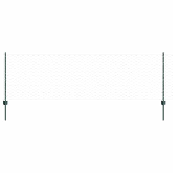 vidaXL Kuusnurkne aed koos posti 50 x 0,8 m PVC-kaetud teras Roheline