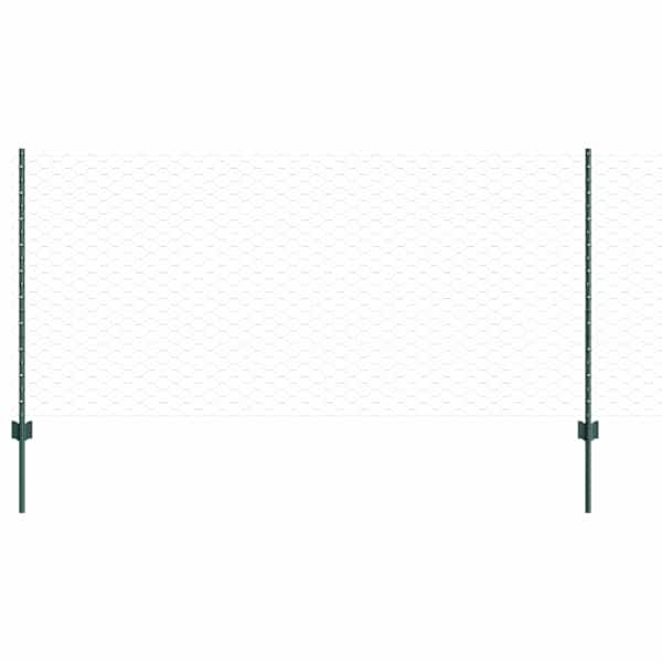 vidaXL Kuusnurkne aed koos posti 50 x 1 m PVC-kaetud teras Roheline