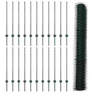 Hexagonální plot s podpěrou 50 x 1 m Ocel potažená PVC Zelená - obrázek 5