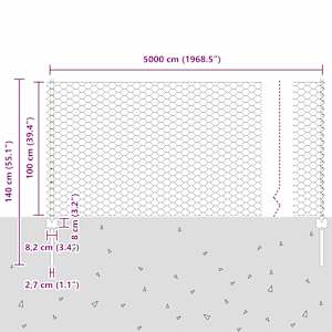 Hexagonální plot s podpěrou 50 x 1 m Ocel potažená PVC Zelená - obrázek 12
