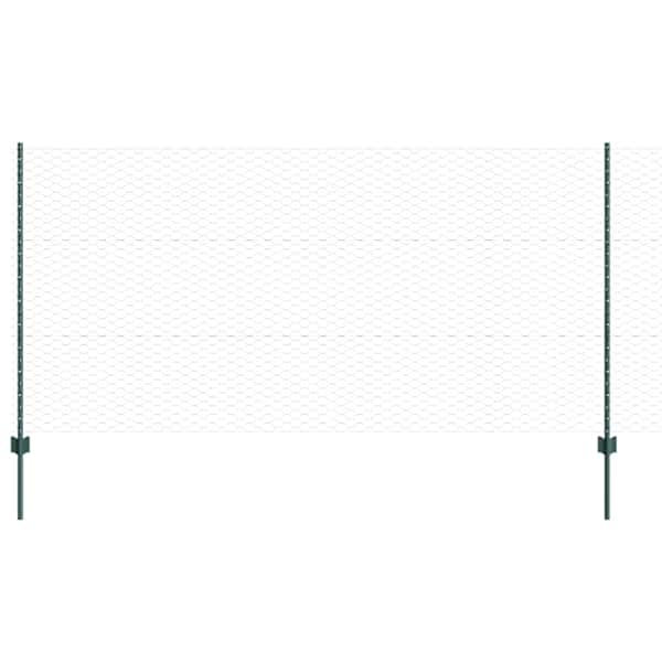 vidaXL Kuusnurkne aed koos posti 50 x 1,2 m PVC-kaetud teras Roheline