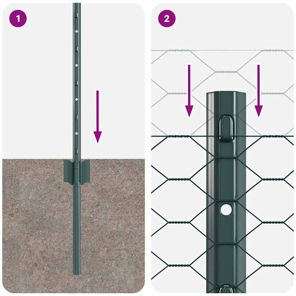 Kerítés Tartó 11 db U-csatorna Zöld 40 cm Acél 