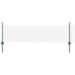 vidaXL Kuusnurkne aed koos posti 100 x 0,5 m PVC-kaetud teras Roheline