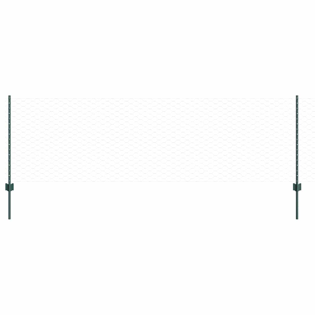 vidaXL Stĺpiky plotu 11 ks U-kanál Zelená 80 cm Oceľ