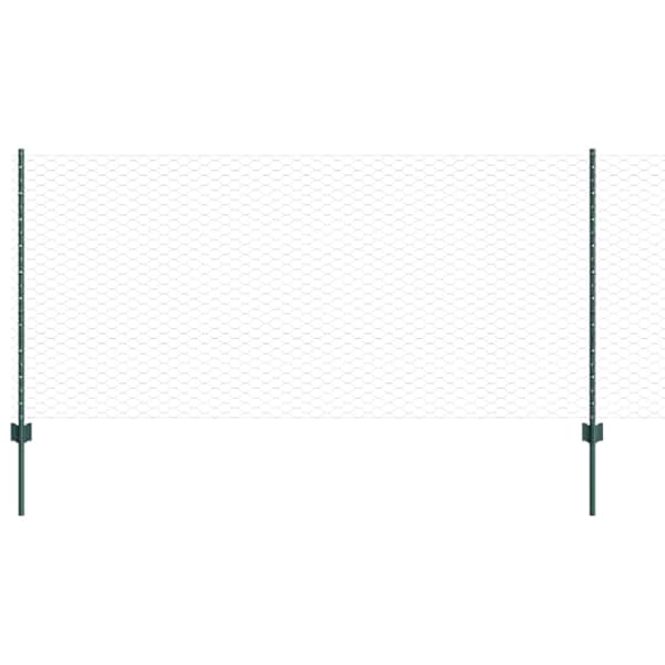 vidaXL Kuusnurkne aed koos posti 100 x 1 m PVC-kaetud teras Roheline