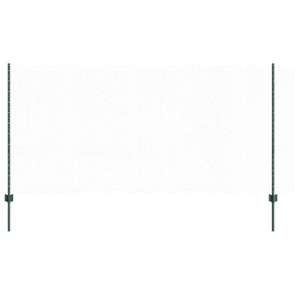 vidaXL Kuusnurkne aed koos posti 100 x 1,2 m PVC-kaetud teras Roheline