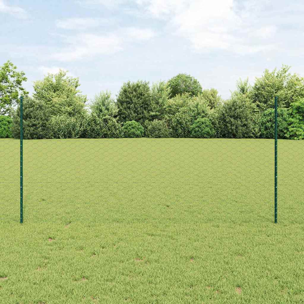 Hegnspæle 11 stk U-Kanal Grøn 120 cm Stål, vidaXL Sekskantet hegn Grøn 1,2x100 m Stål