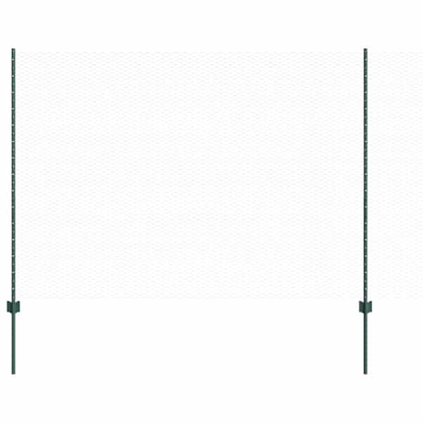 vidaXL Kuusnurkne aed koos posti 100 x 1,6 m PVC-kaetud teras Roheline