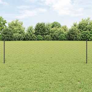 Plot s sloupkem Šedá 0,5 x 10 m Ocel a PVC - obrázek 1