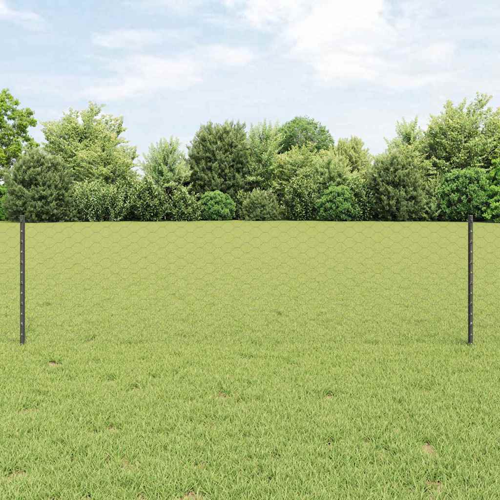 Hegn Poster 5 stk U-Kanal Grå 60 cm Stål, vidaXL Sekskantet Hegn Grå 0.6x10 m Stål
