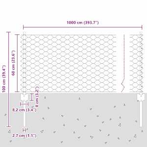Plot s sloupkem Šedá 0,6 x 10 m Ocel a PVC - obrázek 11