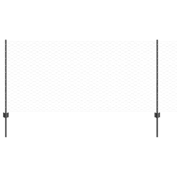 vidaXL Kuusnurkne aed koos posti 10 x 1 m PVC-kaetud teras Hall V&otilde;rk