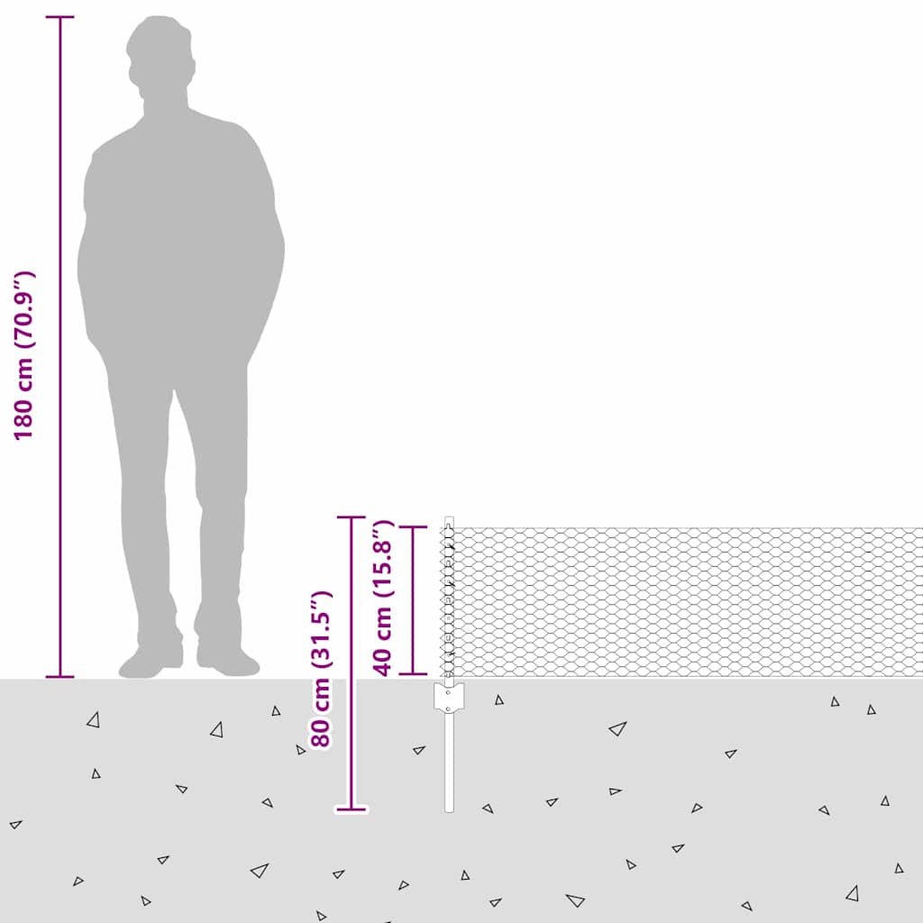 Ograja s stebrom Siva 0,4 x 25 m Jeklo - slika 13