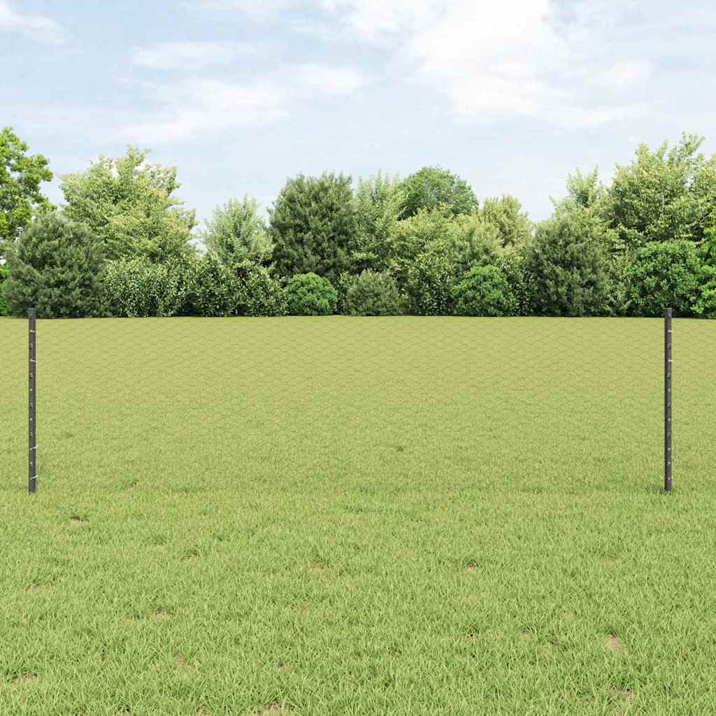 Hegnspæle 11 stk U-kanal Grå 60 cm Stål, vidaXL Sekskantet hegn Grå 0.6x25 m Stål