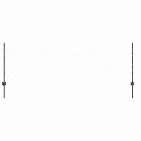 vidaXL Kuusnurkne aed koos posti 25 x 0,8 m PVC-kaetud teras Hall V&otilde;rk
