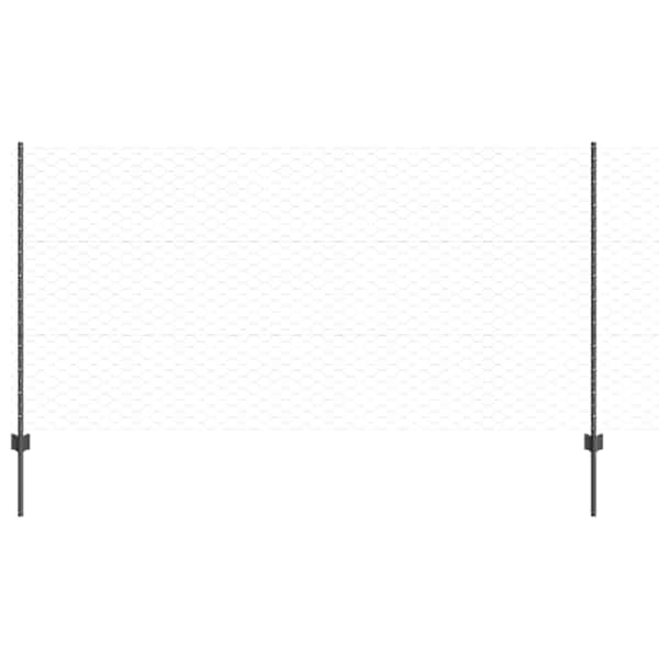 vidaXL Kuusnurkne aed koos posti 25 x 1,2 m PVC-kaetud teras Hall V&otilde;rk