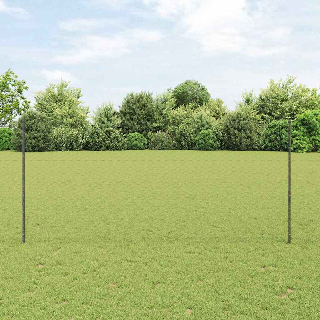 hegnspæle 22 stk U-kanal Grå 140 cm stål, vidaXL sekskantet hegn Grå 1.4x25 m stål