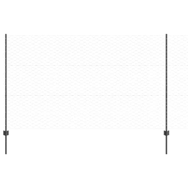 vidaXL Kuusnurkne aed koos posti 25 x 1,4 m PVC-kaetud teras Hall V&otilde;rk