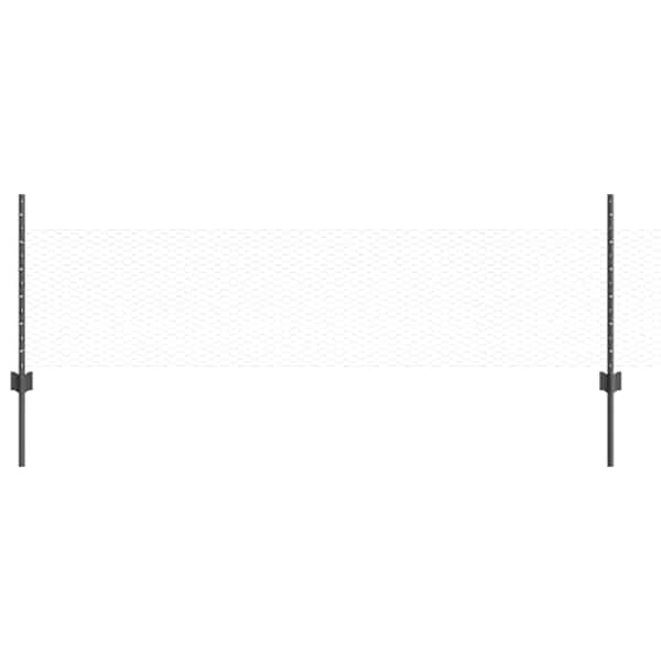 vidaXL Kuusnurkne aed koos posti 50 x 0,5 m PVC-kaetud teras Hall V&otilde;rk